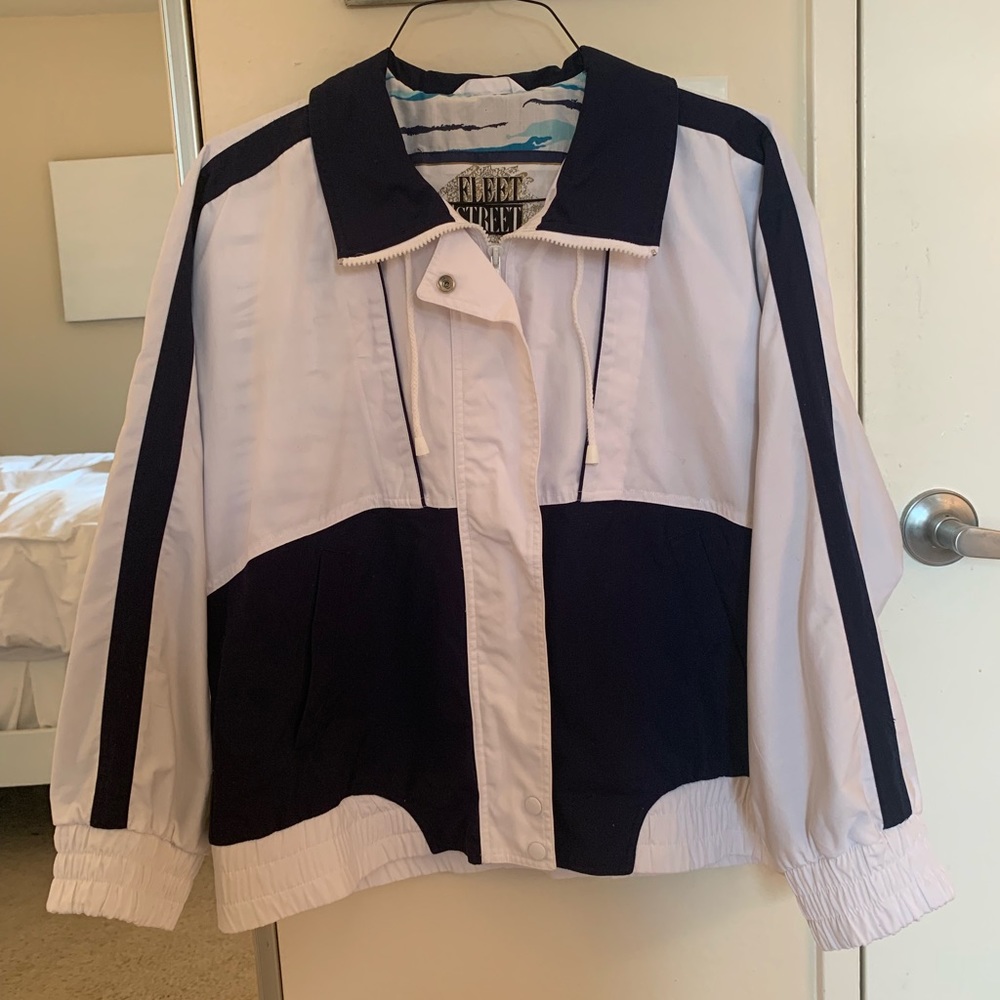 Navy and White Windbreaker